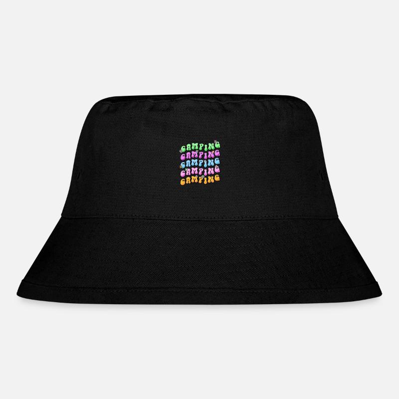 Camping Retro Style 70s Hippie Flower Power - Stanley/Stella Recycled Bucket Hat - black