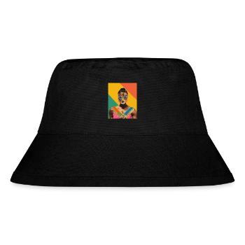Frauen Mexikanisches Wrestling Kunst Vintage Papier Handwerk - Stanley/Stella recycelter Bucket Hat - Schwarz - Vorne