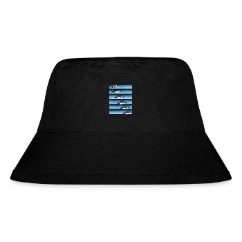 Animierter, fliegender Pinguin - Stanley/Stella recycelter Bucket Hat - Schwarz - Vorne