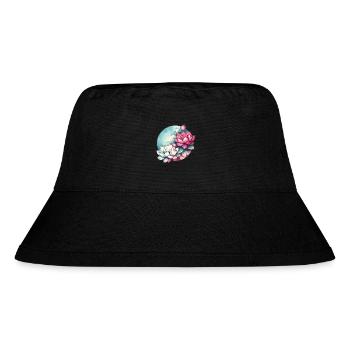 Lotusblüten gezeichnet - Stanley/Stella recycelter Bucket Hat - Schwarz - Vorne