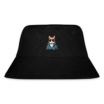 Super cool hoodie and cat sunglasses - Stanley/Stella Recycled Bucket Hat - black - Front