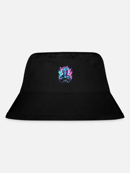 Synthwave Skull Gaming Controller Art - Stanley/Stella recycelter Bucket Hat - Schwarz
