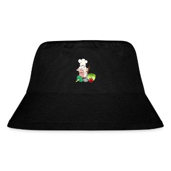 Schwein Koch Köchin Gemüse Küche - Stanley/Stella recycelter Bucket Hat - Schwarz - Vorne