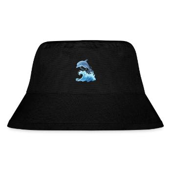 Dolphin Graphic with Waves Dolphin Lover Ocean - Stanley/Stella Recycled Bucket Hat - black - Front
