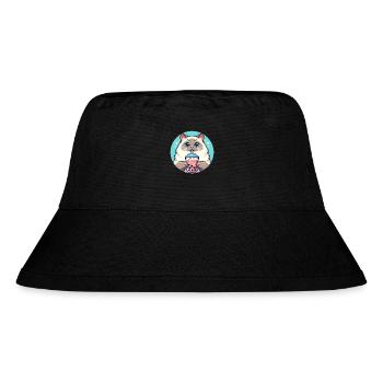 Siamesische Katze beim Bubble Tea - Stanley/Stella recycelter Bucket Hat - Schwarz - Vorne
