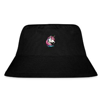 Einhorn mit Schnurrbart - Stanley/Stella recycelter Bucket Hat - Schwarz - Vorne