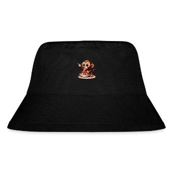 Affe genießt Spaghetti Bolognese - Stanley/Stella recycelter Bucket Hat - Schwarz - Vorne