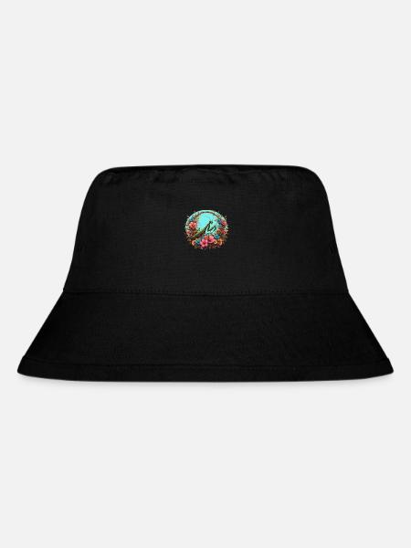 Praying mantis in a sea of flowers - Stanley/Stella Recycled Bucket Hat - black
