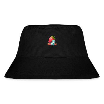 Dinosaurier mit Riesen-Erdbeere - Stanley/Stella recycelter Bucket Hat - Schwarz - Vorne