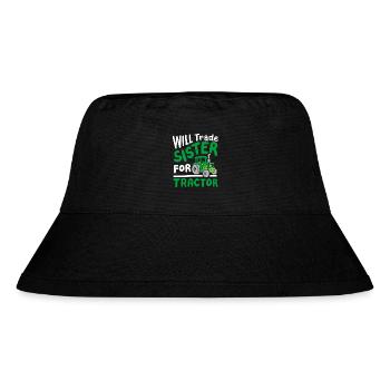 Traktor Schwester Landwirtschaft - Stanley/Stella recycelter Bucket Hat - Schwarz - Vorne