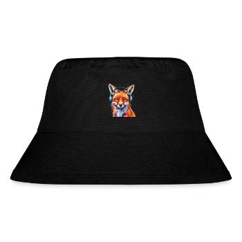 Fuchs Kopfhörer Musik Bunt Tier Design Print - Stanley/Stella recycelter Bucket Hat - Schwarz - Vorne