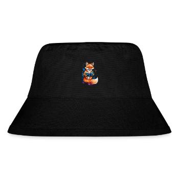 Fuchs Lesen Buch Bunt Tier Design Print - Stanley/Stella recycelter Bucket Hat - Schwarz - Vorne