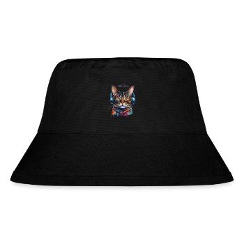 Casque de chat coloré drôle animal design imprimé - Bob recyclé Stanley/Stella - noir - Devant