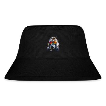 Gorilla Sonnenbrille Affe Bunt Tier Design Print - Stanley/Stella recycelter Bucket Hat - Schwarz - Vorne