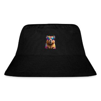 Capybara Sunglasses Capy Colorful Animal Design Print - Stanley/Stella Recycled Bucket Hat - black - Front