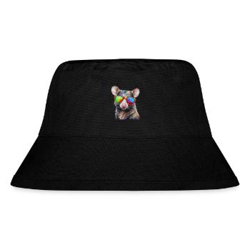 Opossum Sunglasses Colorful Animal Design Print - Stanley/Stella Recycled Bucket Hat - black - Front