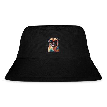 Pug Sunglasses Dog Colorful Funny Design Print - Stanley/Stella Recycled Bucket Hat - black - Front