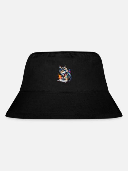 Wolf Lesen Buch Bunt Tier Design Print - Stanley/Stella recycelter Bucket Hat - Schwarz
