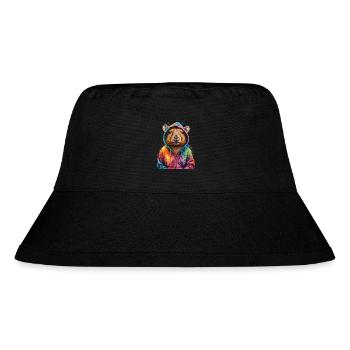 Capybara Hoodie Capy Bunt Tier Design Print - Stanley/Stella recycelter Bucket Hat - Schwarz - Vorne
