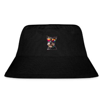 Zwergschnauzer Sonnenbrille Hund Lustig Tier Print - Stanley/Stella recycelter Bucket Hat - Schwarz - Vorne