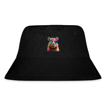 Capybara Sunglasses Capy Colorful Animal Design Print - Stanley/Stella Recycled Bucket Hat - black - Front