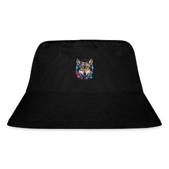 Wolf Kopfhörer Musik Bunt Tier Design Print - Stanley/Stella recycelter Bucket Hat - Schwarz - Vorne