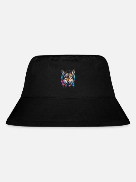 Wolf Kopfhörer Musik Bunt Tier Design Print - Stanley/Stella recycelter Bucket Hat - Schwarz