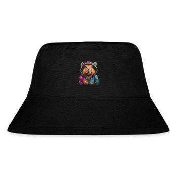 Capybara Hoodie Capy Colorful Animal Design Print - Stanley/Stella Recycled Bucket Hat - black - Front