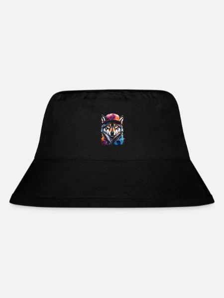 Wolf Snapback Cap Bunt Tier Design Print - Stanley/Stella recycelter Bucket Hat - Schwarz