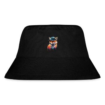 Fuchs Snapback Cap Cool Tier Design Print - Stanley/Stella recycelter Bucket Hat - Schwarz - Vorne