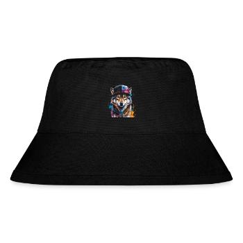 Casquette Snapback Loup Imprimé Animal Coloré - Bob recyclé Stanley/Stella - noir - Devant