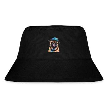 Pug Snapback Cap Dog Colorful Funny Design Print - Stanley/Stella Recycled Bucket Hat - black - Front