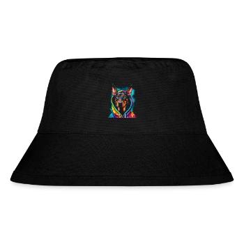 Dobermann Hoodie Hund Bunt Lustig Tier Print - Stanley/Stella recycelter Bucket Hat - Schwarz - Vorne