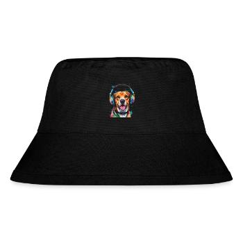 Beagle Headphones Dog Funny Animal Design Print - Stanley/Stella Recycled Bucket Hat - black - Front