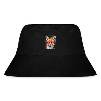 Fuchs Kopfhörer Musik Bunt Tier Design Print - Stanley/Stella recycelter Bucket Hat - Schwarz - Vorne