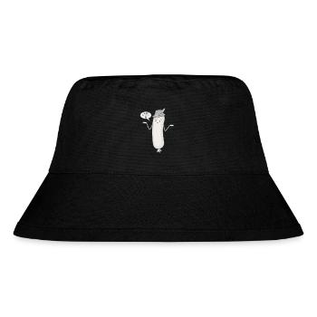 Lustige Weißwurst Spruch Wurst - Weiss wuascht is - Stanley/Stella recycelter Bucket Hat - Schwarz - Vorne