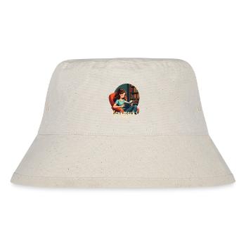 Leseratte Bücherwurm an einem Bücherregal - Stanley/Stella recycelter Bucket Hat - Naturweiß - Vorne