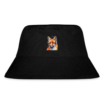 Fuchs Kopfhörer Musik Bunt Tier Design Print - Stanley/Stella recycelter Bucket Hat - Schwarz - Vorne