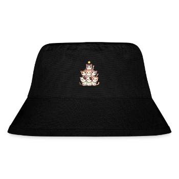 Christmas Cat Tree with Lights - Stanley/Stella Recycled Bucket Hat - black - Front