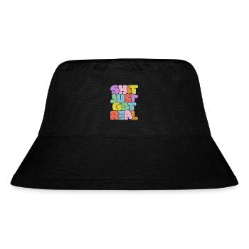 Helles buntes Slang-Typografie-Design - Stanley/Stella recycelter Bucket Hat - Schwarz - Vorne