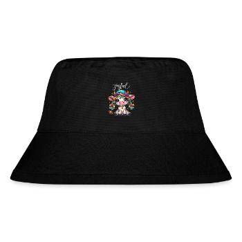 Kuh Kühe Kalb Basketballkappe Glitzer Anime Zöpfe - Stanley/Stella recycelter Bucket Hat - Schwarz - Vorne