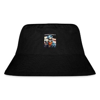 SKELETT MANN BUSINESSAHOLIC - Stanley/Stella recycelter Bucket Hat - Schwarz - Vorne