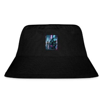 Cyberpunk-Motorradfahrer - Stanley/Stella recycelter Bucket Hat - Schwarz - Vorne