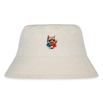 Katze Wasserpistole - Stanley/Stella recycelter Bucket Hat - Naturweiß - Vorne