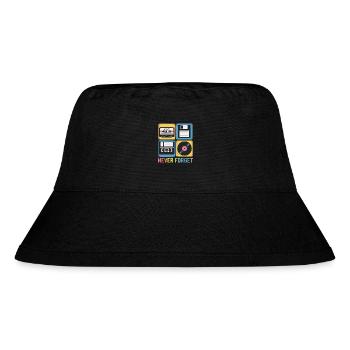 Never Forget 80er Jahre Mix Tape Diskette VHS - Stanley/Stella recycelter Bucket Hat - Schwarz - Vorne