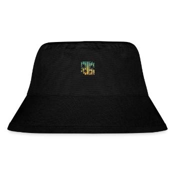 Tropical Vibes Gradient Palmen - Stanley/Stella recycelter Bucket Hat - Schwarz - Vorne