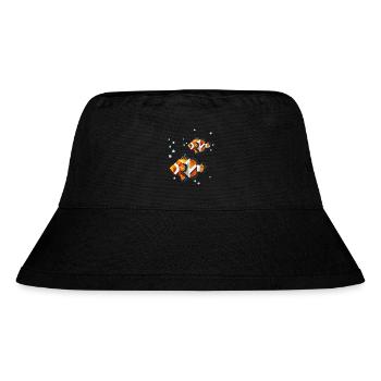 Zwei Clownfische – Geometrische Ozeanillustration - Stanley/Stella recycelter Bucket Hat - Schwarz - Vorne