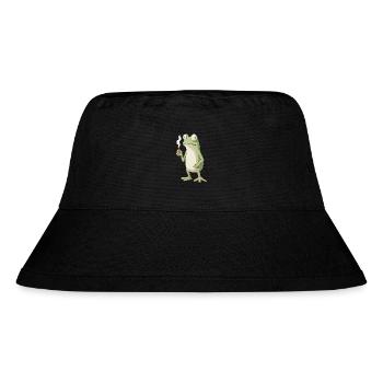 rosch mit Zigarette und großen Augen - Weed Frosch - Stanley/Stella recycelter Bucket Hat - Schwarz - Vorne
