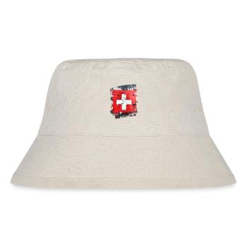 Schweizer Flagge Schweiz - Stanley/Stella recycelter Bucket Hat - Naturweiß - Vorne