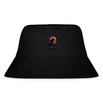 Cooles Skate-Faultier im Retro Sonnenuntergang - Stanley/Stella recycelter Bucket Hat - Schwarz - Vorne
